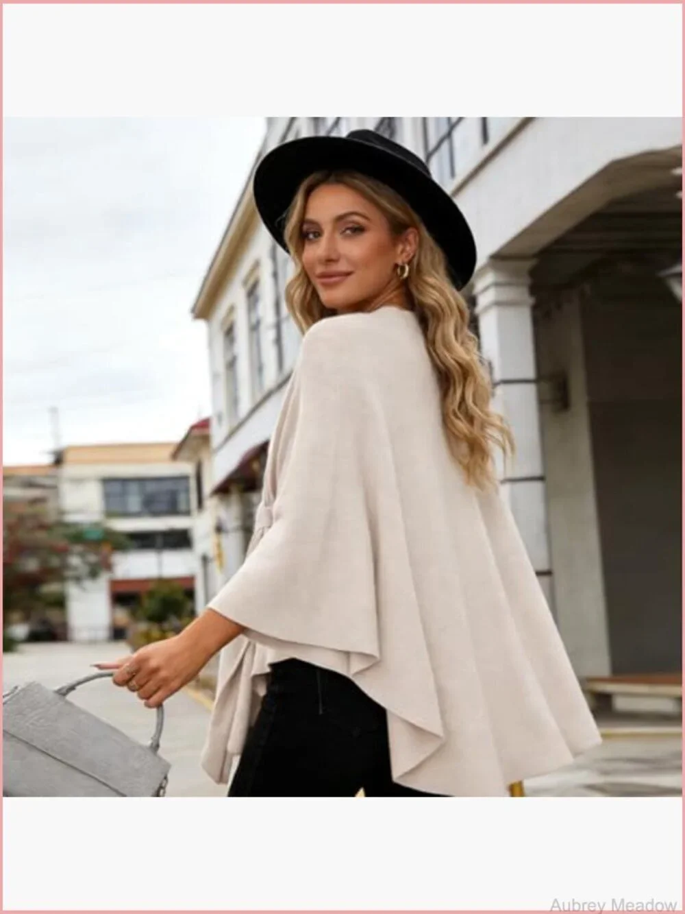 Oversize Open Front Poncho Cardigan Shawl Wrap for Women